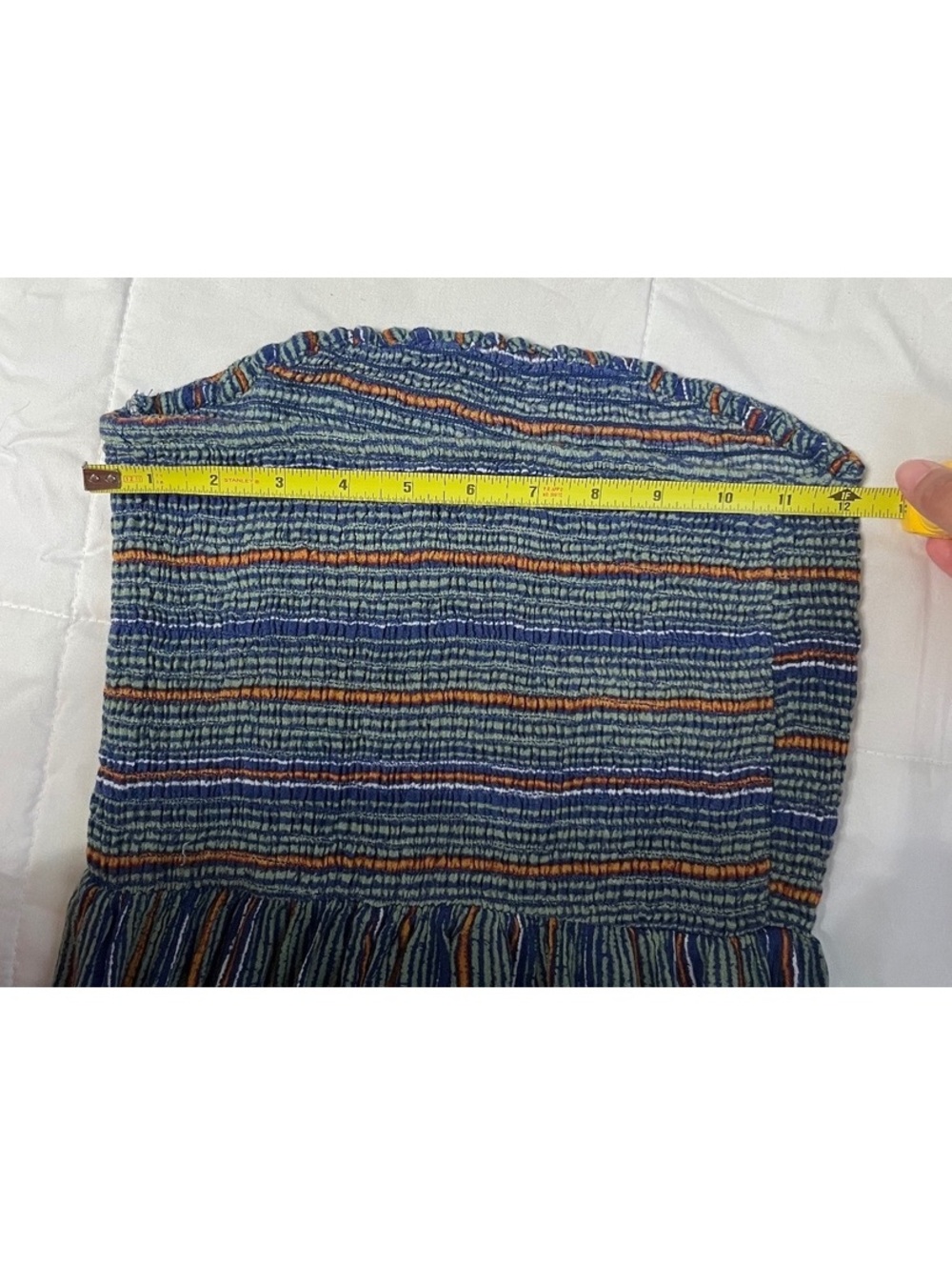 Urban Outfitters Striped Strapless Jumpsuit S Smocked Wide Leg Boho Harem Romper - Picture 6 of 6